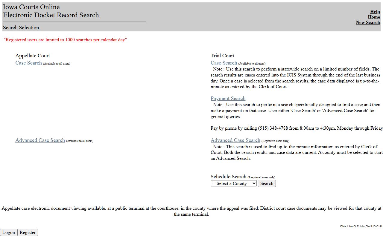 Osceola County court records after arrest Iowa Courts Online portal