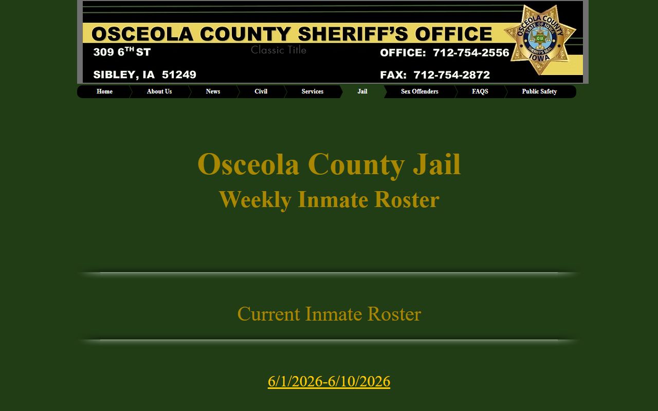 Osceola County inmate roster page with current PDF links